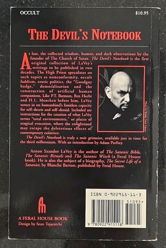 Anton Szandor LaVey - The Devil's Notebook - Feral House - 1992 Paperback gallery