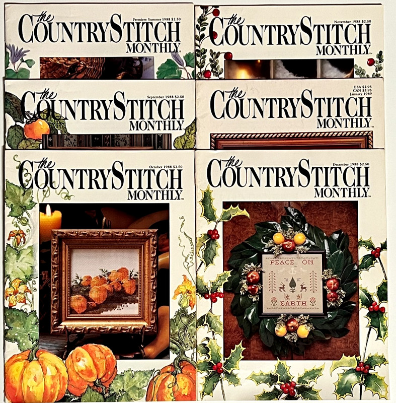 The Country Cross Stitch Monthly Magazine Christmas Fall Pumpkins 80’s Lot of 6