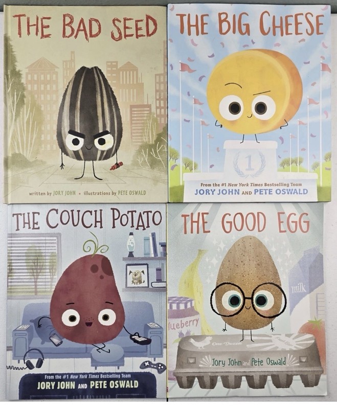 Jory John Pete Oswald Book Lot 4 – Bad Seed, Big Cheese, Good Egg & Couch Potato