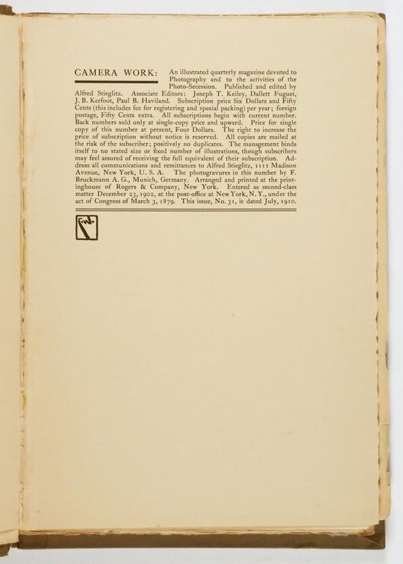 Alfred Stieglitz / Camera Work No 31 An Illustrated Quarterly Magazine 1st 1910 gallery