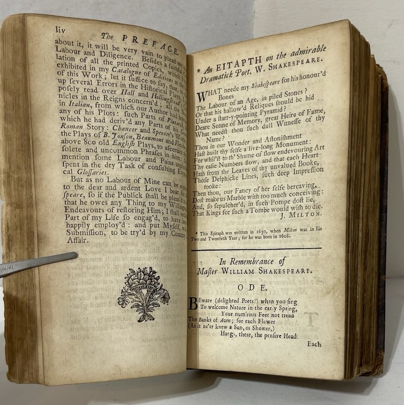 THE WORKS O F SHAKESPEARE: IN SEVEN VOLUMES. by Theobald 1739 Dublin Only Vol 1 gallery