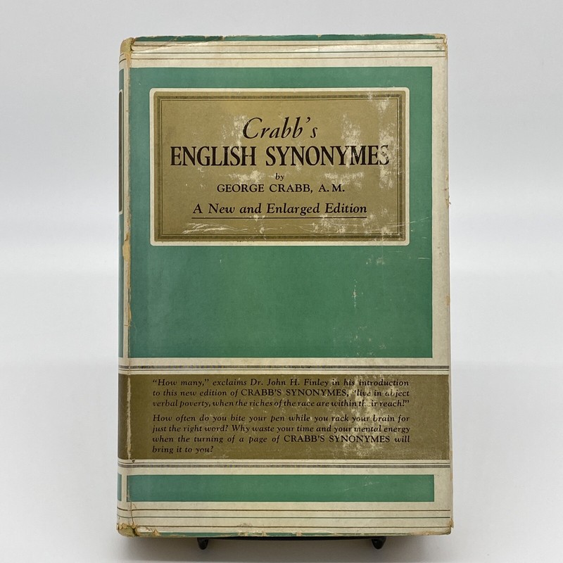 Crabb’s English Synonymes Antique 1917 Revised Enlarged HC Dust Jacket