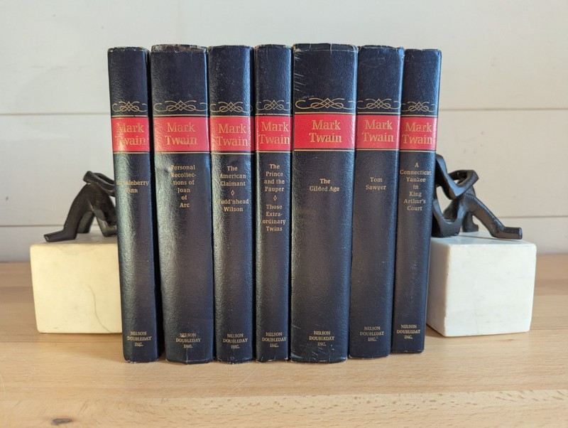 Vintage Book Lot Set of 7 Mark Twain Nelson Doubleday Hardcover Classics