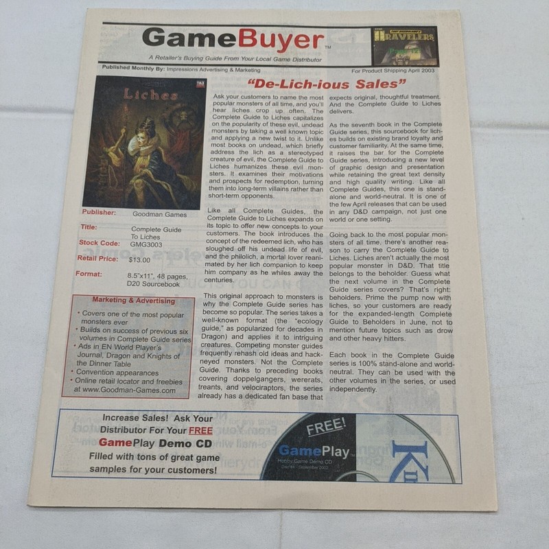 Game Buyer A Retailers Buying Guide Magazine Newspaper Apr 2003 Impressions Ad