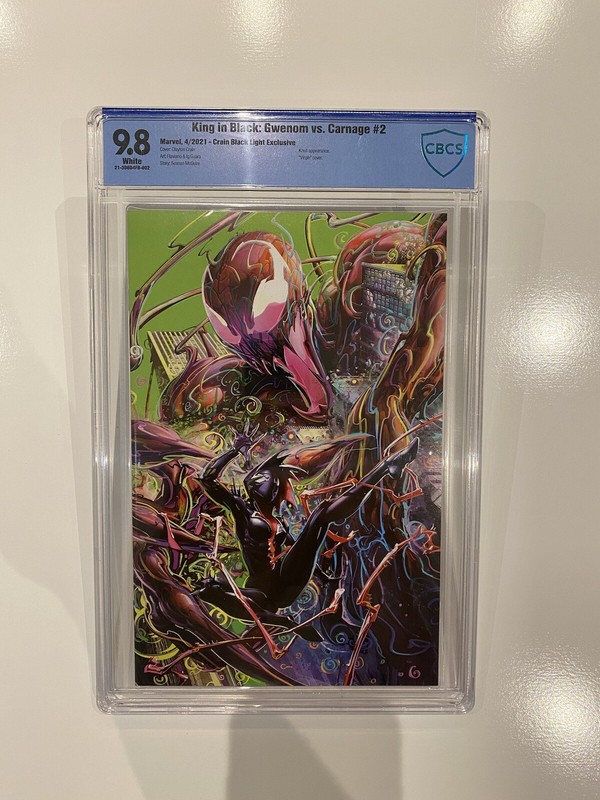 🔥KING IN BLACK: GWENOM VS CARNAGE #2 (2021) CLAYTON CRAIN BLACK LIGHT CBCS 9.8