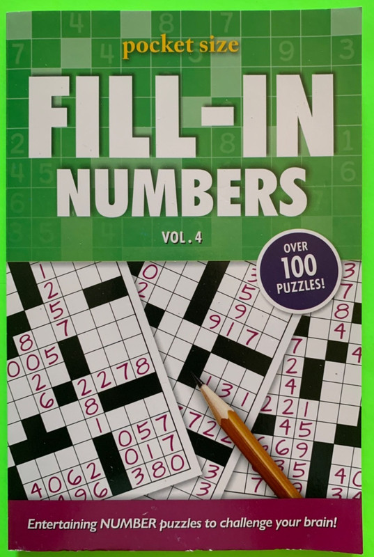 Fill-In Numbers Puzzle Book Vol. 4-5-7-8 Travel size gallery