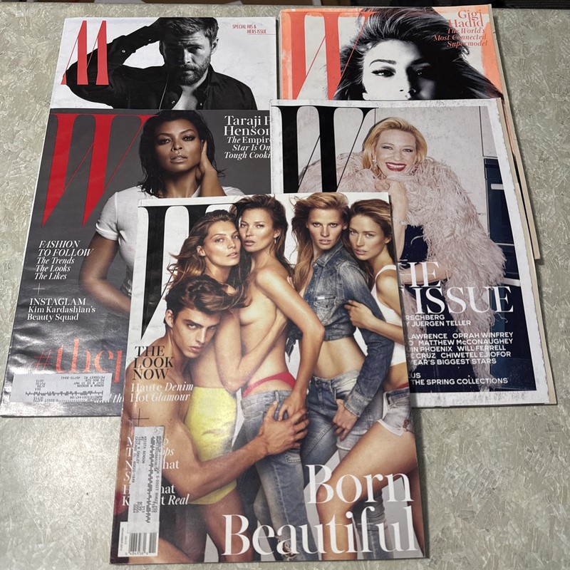 Lot 5 W Magazine 2014-17 Covers- Blanchett Kate Moss Taraji Gigi Hadid Hemsworth