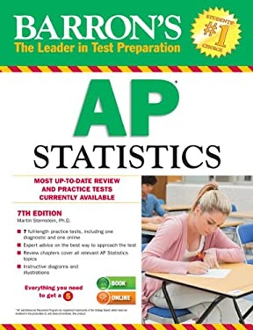 Barron’s AP Statistics, 7th Edition Paperback Martin Sternstein