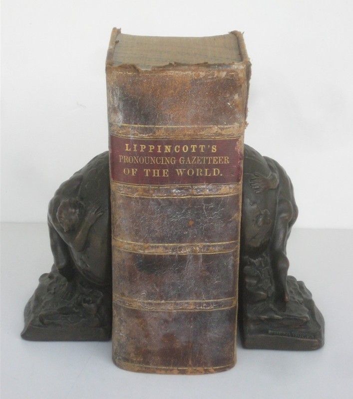 Original 1864 Leather-Bound Gazetteer World Geographical Dictionary 2,182 Pages