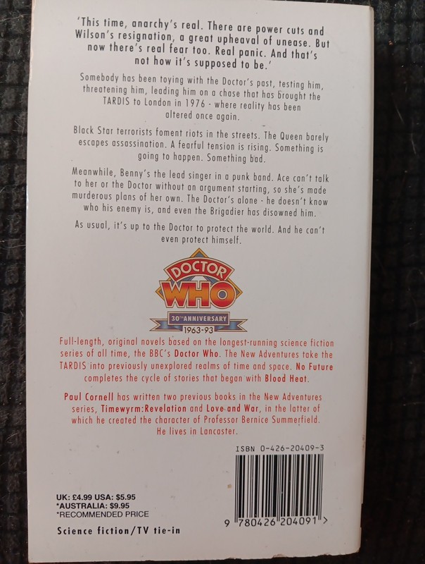 Doctor Who No Future by Paul Cornell The New Adventures Virgin Publishing gallery