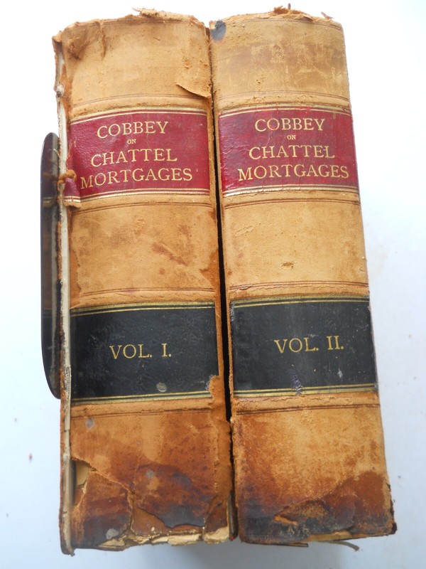 J. E. COBBEY ON CHATTEL MORTGAGES VOLUME I AND II, ANTIQUE LAW BOOKS 1893 RARE gallery