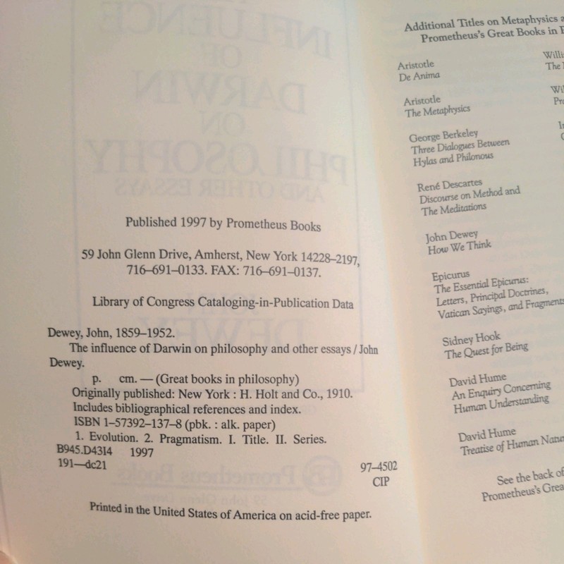 Influence of Darwin on Philosophy and Other Essays by Dewey, John gallery