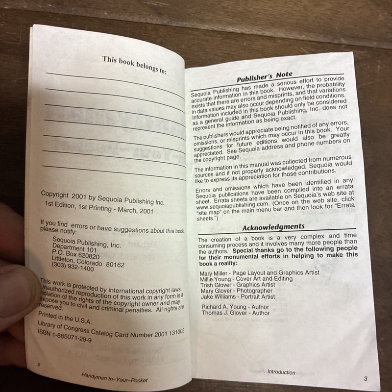 Handyman, In Your Pocket,paperback, Richard A. Young, Thomas J.Glover gallery