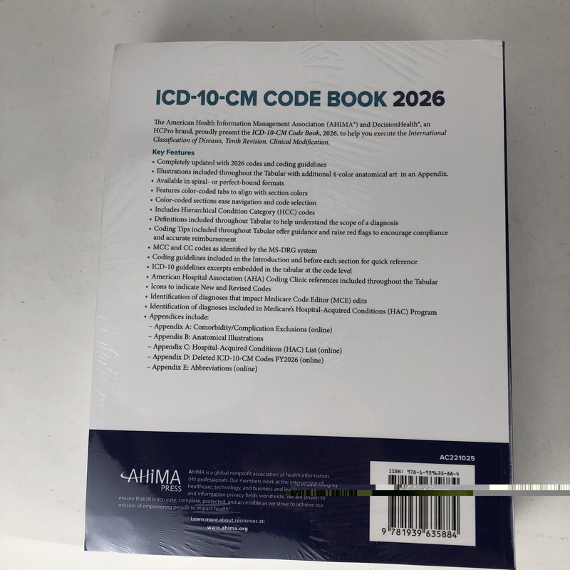 ICD-10-CM Code Book 2026, Perfect Bound by AHIMA Press Trade Paperback Sealed gallery