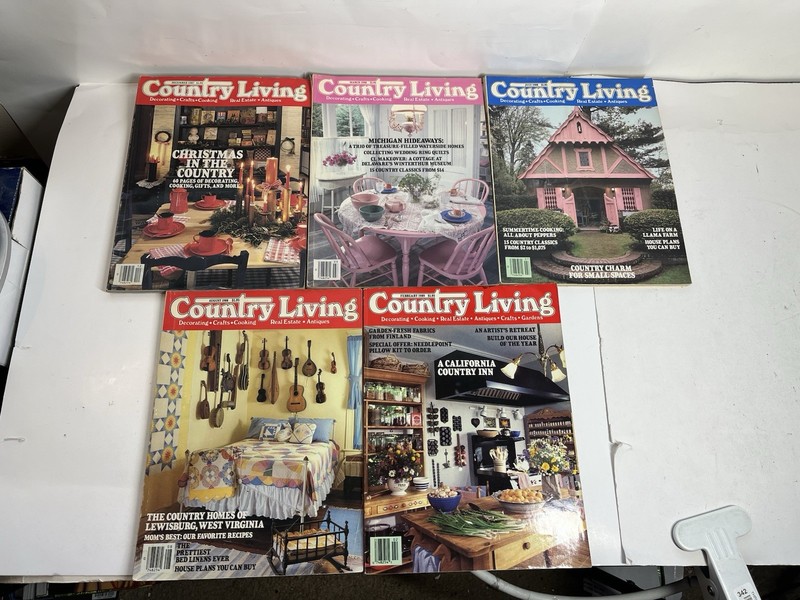 Vintage 1989- 1987 Country Living Magazines Lot Of 5 Rustic Cottage Decor