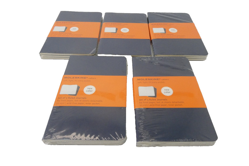 5 New Sealed Moleskine Cahiers Sets of 3 Ruled Journals 3 ½” x 5 ½” Pocket Size