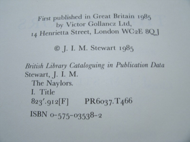 J.I.M. Stewart aka Michael Innes The Naylors 1st ed UK HC Near Fine gallery