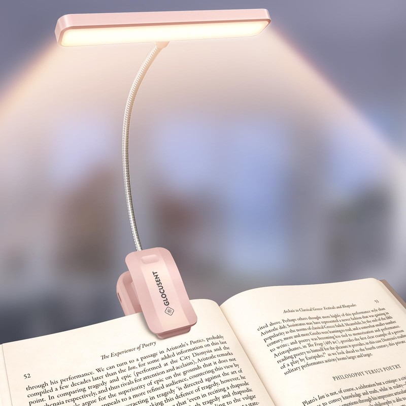 Glocusent 26 LED Book Light, 1200 mAh 90 Hrs Lasting Rechargeable Reading Lig…