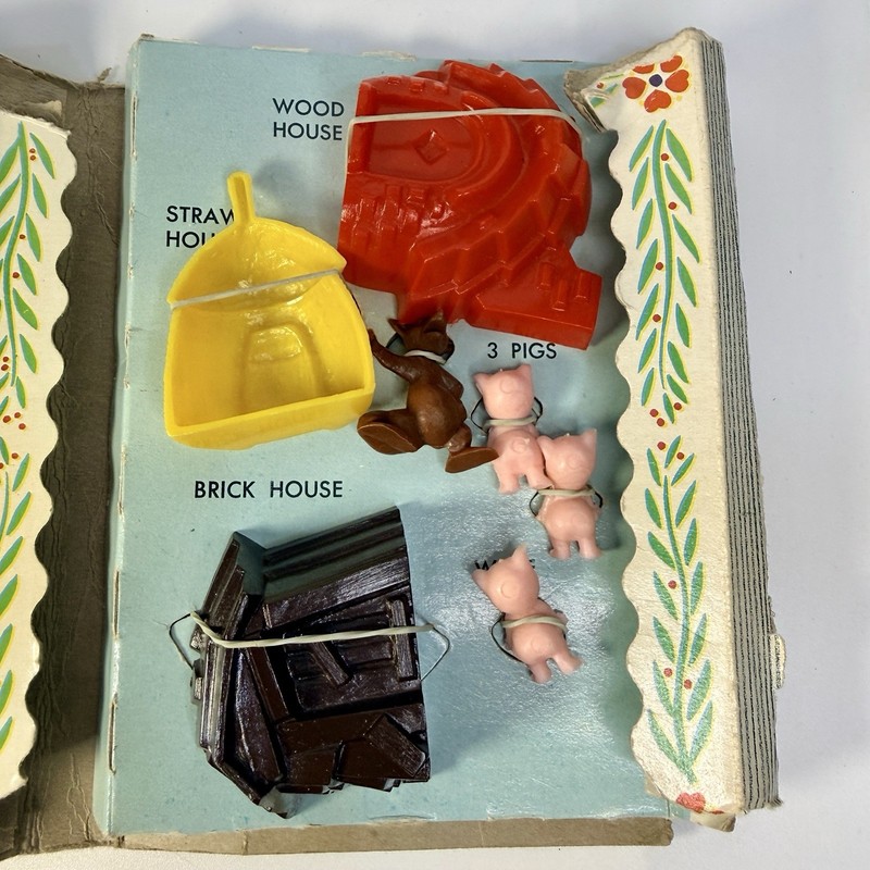 Vintage 1958 Three Little Pigs Book Marcel Jovine True-Life Playfigures Playbook gallery