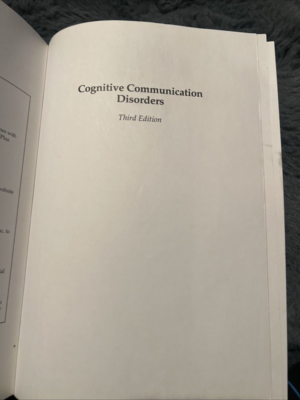 Cognitive Communication Disorders, - Paperback, by Michael L. Kimbarow Vg B-260 gallery