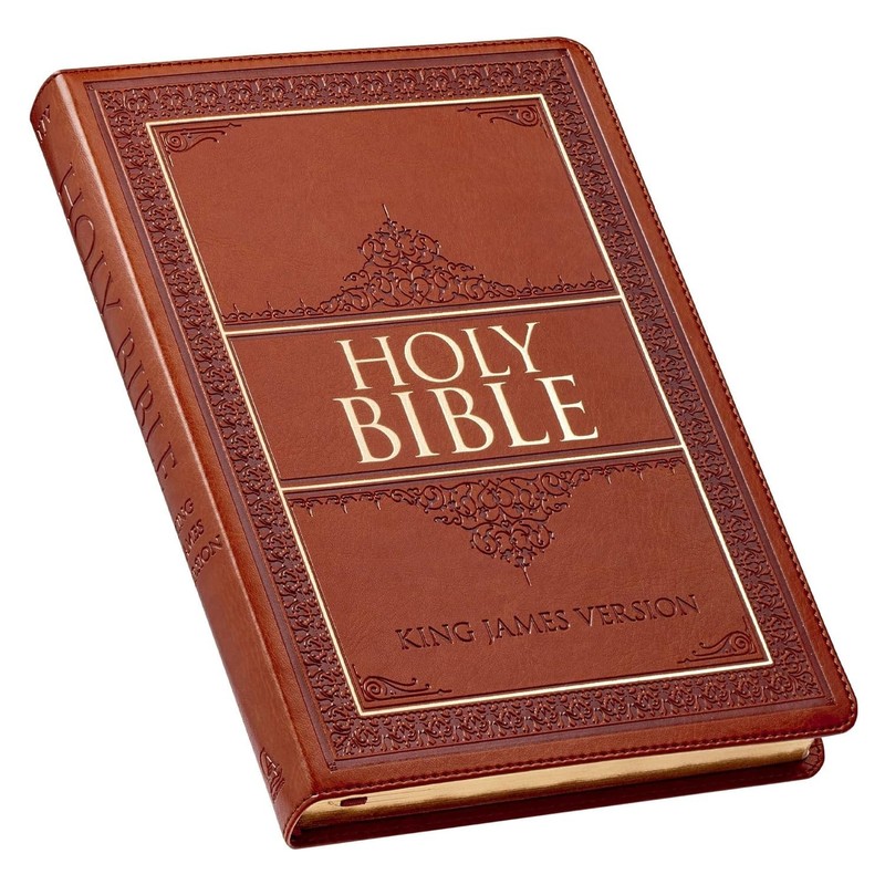 The Holy Bible King James Version LARGE PRINT Thumb Indexed Edition / TAN Faux L gallery