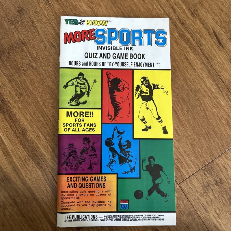 1996 UNUSED Yes & Know MORE SPORTS Invisible Ink Game Quiz Book Lee Publications