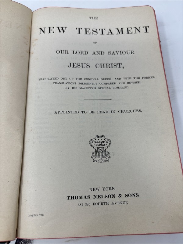 1930’S New Testament/ Psalms Leather Thomas Nelson And Sons Bible gallery