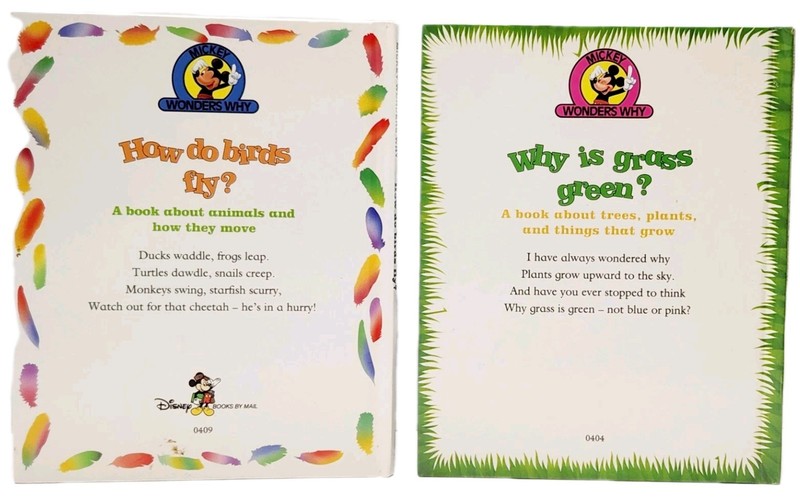 Mickey Wonders Why How Do Birds Fly? & Why Is Grass Green? Lot Of 2 1992, Age2+ gallery