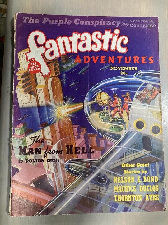 Fantastic Adventures Vol. 1 No. 4 November 1939 Vintage Magazine Coblentz, Cross