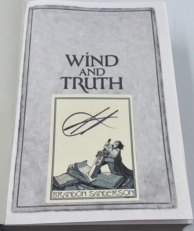 BRANDON SANDERSON WIND AND TRUTH SIGNED AUTOGRAPHED HC BOOK 1ST/1ST STORMLIGHT 2