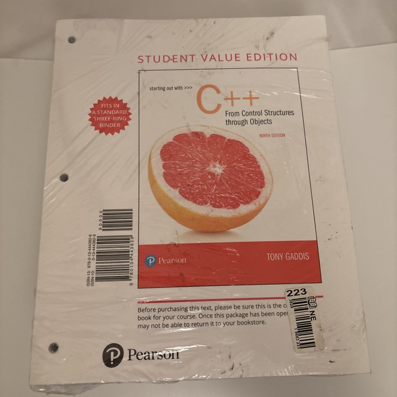 Starting Out with C++ from Control Structures to Objects, ninth edition