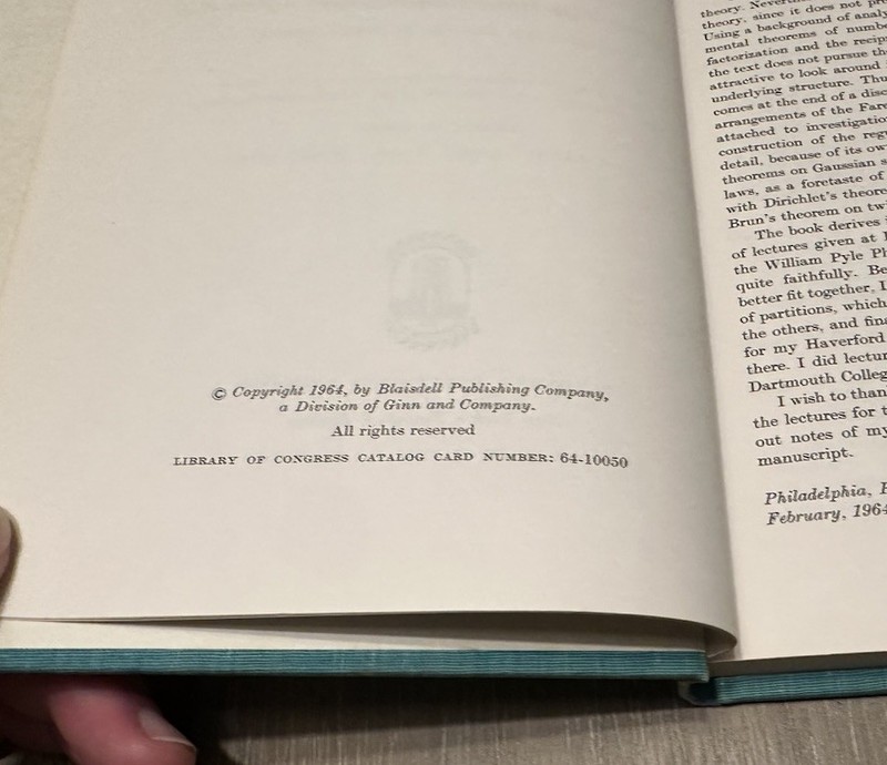 Lectures on Elementary Number Theory by Hans Rademacher 1964 HC/DJ gallery