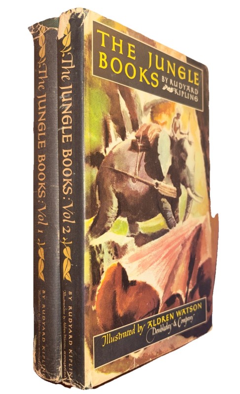 The JUNGLE BOOK Volumes 1 & 2 Rudyard Kipling HC/DJ 1948 Illus. Aldren Watson