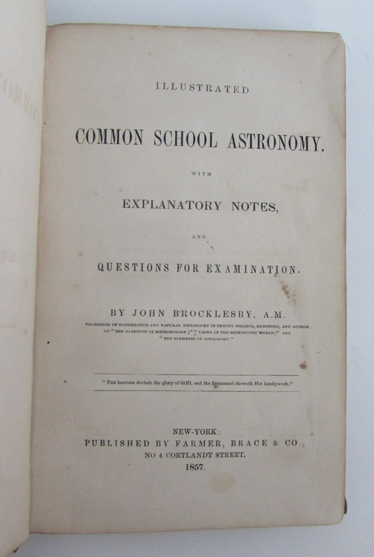 1857 Common School Astronomy John Brocklesby & Book Of Stars A Frederick Collins gallery