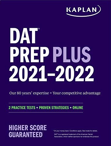 DAT PREP PLUS 2021-2022: 2 PRACTICE TESTS ONLINE + PROVEN By Kaplan Test Prep VG