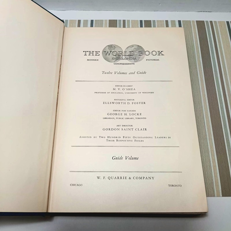 Antique 1930 World Book Encyclopedia Set Volumes 1-12 & Guide Leather Marbled gallery