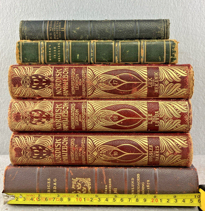 Leather Books Decor Mixed Languages Lot Of 6 Decorative Interior Design Vintage gallery