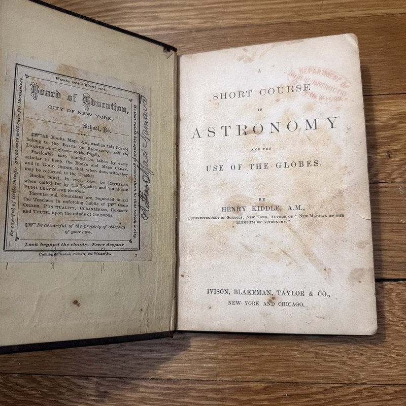 A Short Course in Astronomy By Henry Kiddle 1870 Vintage Hardcover Book gallery