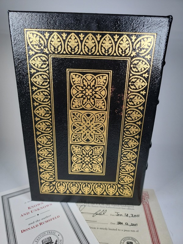 SIGNED ~ KNOWN AND UNKNOWN Easton Press by DONALD RUMSFELD 1ST EDITION Rare COA gallery