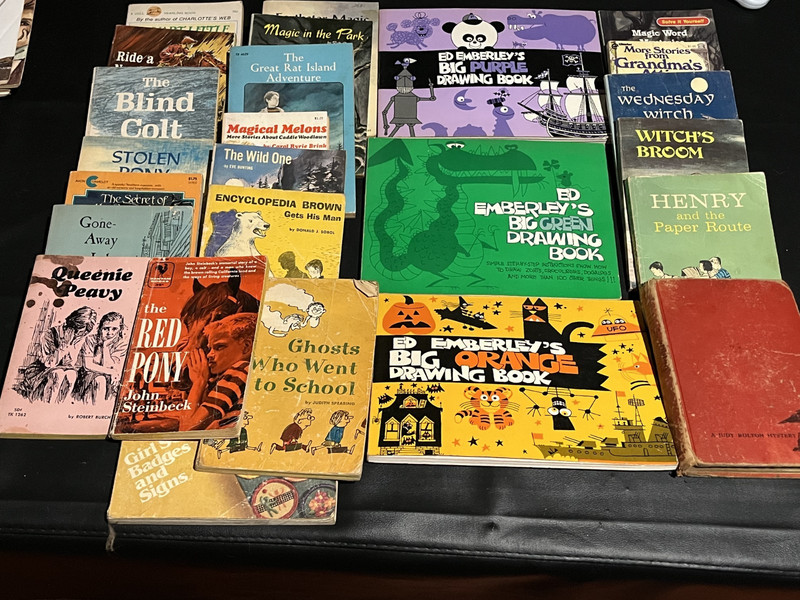 Children's book lot Ed Emberleys Big Orange Encyclopedia Brown Pony Ghosts Magic