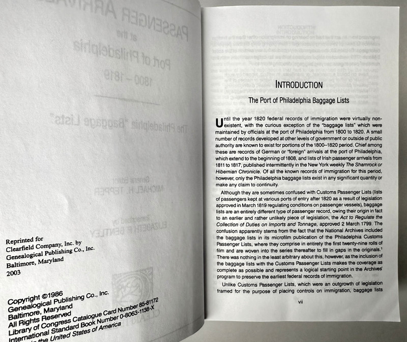 Passenger Arrivals at the Port of Philadelphia 1800-1819, Tepper, 2003 Softcover gallery