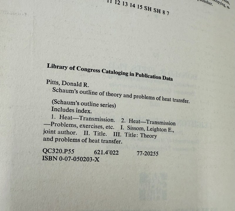 SCHAUM'S OUTLINE OF THEORY AND PROBLEMS OF HEAT TRANSFER By Donald R. Pitts Mint gallery