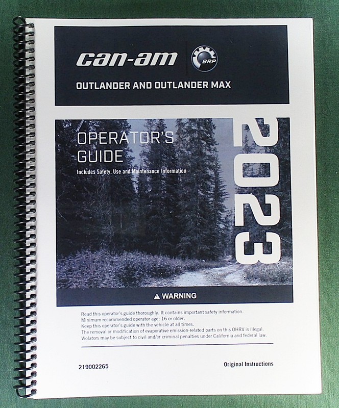 2023 Can-Am Outlander MAX 850 DPS Owner’s Manual: 274 Pages & Protective Covers