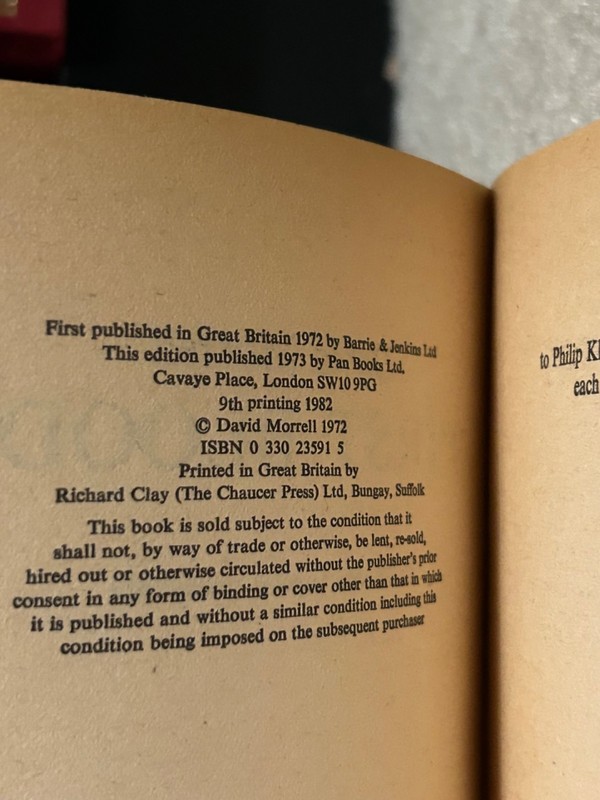 FIRST BLOOD David Morrell 1982 9th Printing UK Vintage Pan Paperback book gallery