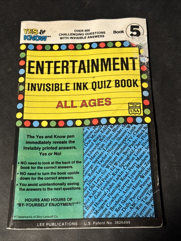 Entertainment Invisible Ink Quiz & Game Book Lee Publications