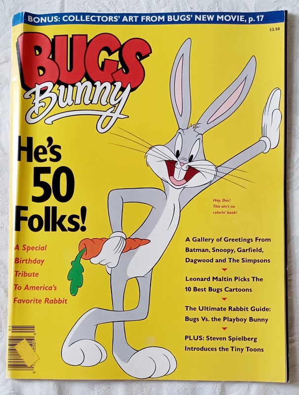 1990 BUGS BUNNY HE’S 50 FOLKS! MAGAZINE W/ ANIMATION CELL Excellent Cond Q1