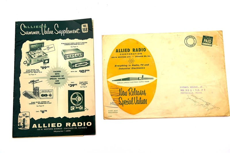 Vintage 1957 ALLIED RADIO Catalog Book with Original Mailing Envelope No 168