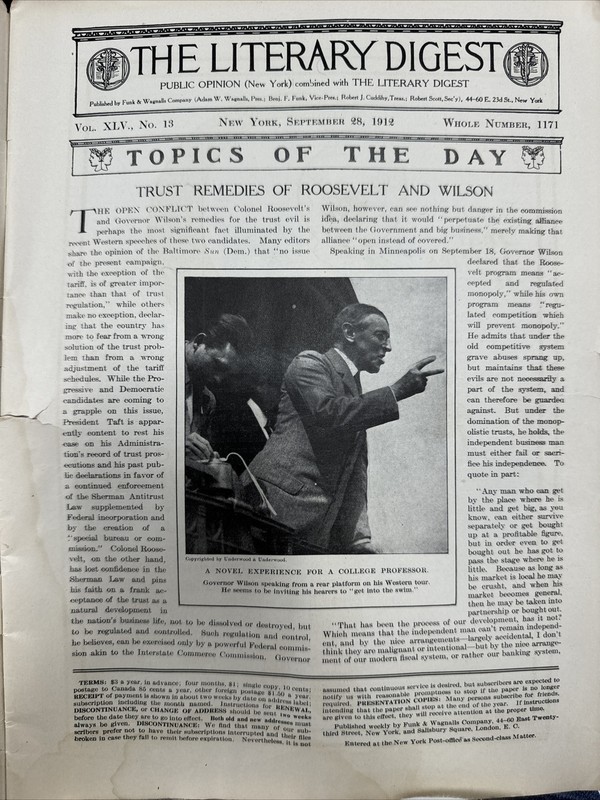 VINTAGE 💥THE LITERARY DIGEST;1912 💥2 YEARS BEFORE WORLD WAR 1.