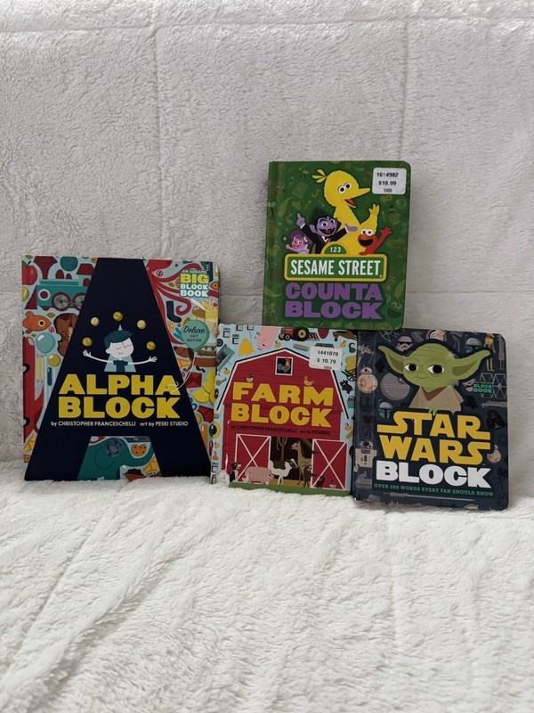 Abrams Block 4 Board_book Collection Farm, Sesame Street, Alphabet, Star Wars