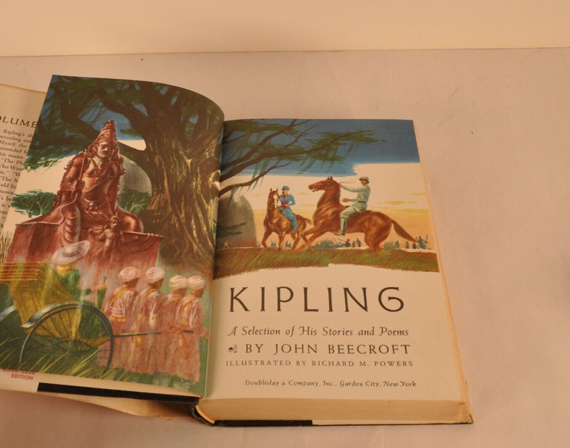Kipling 1 & 2 w Dust Jacket Books set lot 1956, John Beecroft Richard M Powers gallery